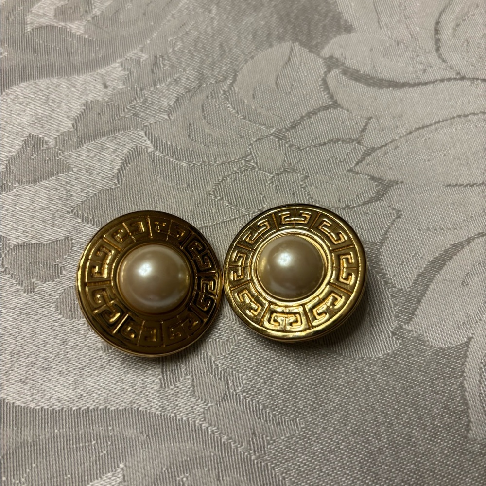 Givenchy Pearl Center Medallion Clip-On Earrings